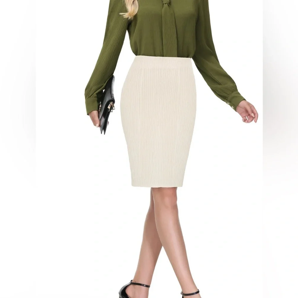 Women Office Knitted Skirt Autumn Winter Slit Skirt Pencil Skirts High <<181>>>